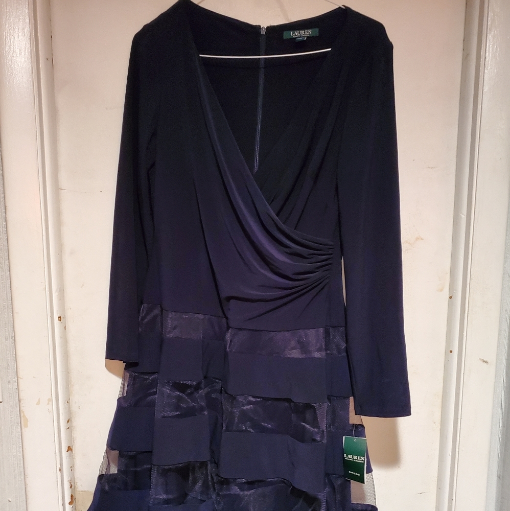 Lauren Ralph Lauren Tulle Trim Dress